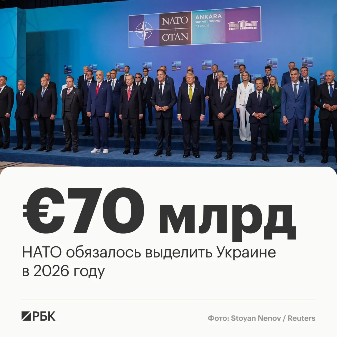 Альянс обязуется направить €70 млрд на военную технику, обучение и помощь Украине и подтверждает намерение сохранить уровень финансирования в 2027 году.